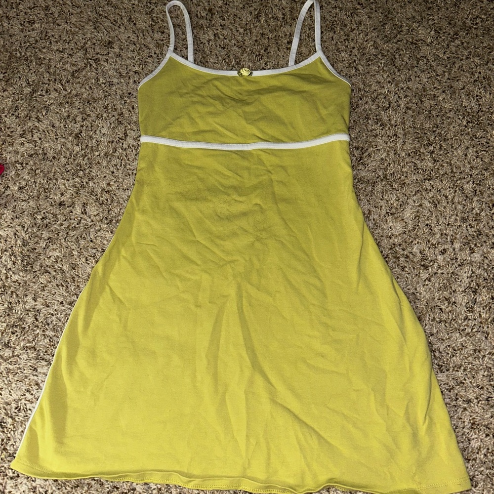 Forever 21 Yellow Green Dress with White Trim